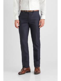 Van Heusen - Men Navy Blue Solid Slim Fit Trousers