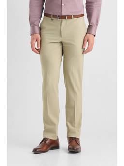Van Heusen - Men Beige Solid Slim Fit Trousers