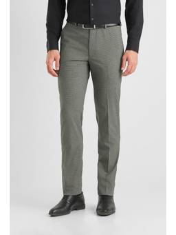 Van Heusen - Men Grey Textured Slim Fit Trousers