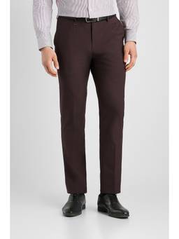 Van Heusen - Men Maroon Solid Slim Fit Trousers