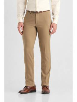 Van Heusen - Men Beige Solid Ultra Slim Fit Trousers