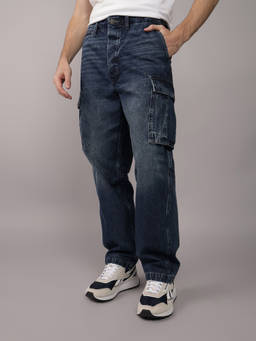 American Eagle - Navy Blue Athletic Loose Cargo Jeans