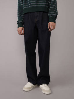 American Eagle - Navy Blue Baggy Pleated Jeans