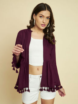 Trend Arrest - Wine Peplum Shrug