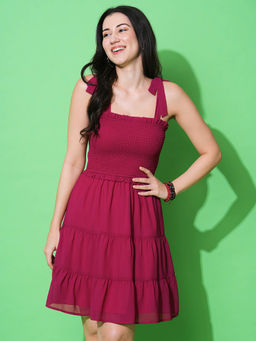 Globus - Women Pink Polyester Normal Fit Solid Mini Dress