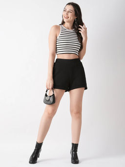Globus - Women Black Rayon Normal Fit Solid Shorts