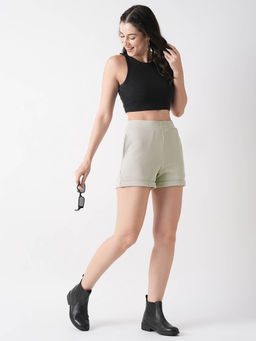 Globus - Women Grey Rayon Normal Fit Solid Shorts