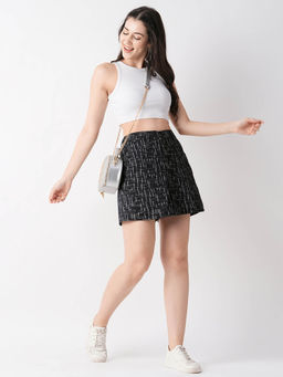 Globus - Women Black Cotton Normal Fit Abstract Skorts