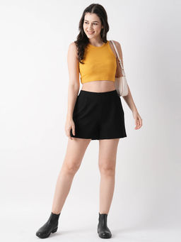 Globus - Women Black Regular Fit Mid-Rise Hot Shorts