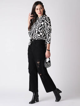 Globus - Women Black Boyfriend Fit Distressed Jeans