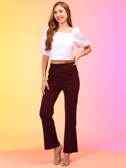 Globus - Women Maroon High-Rise Pant