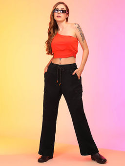 Globus - Women Black Military Inspired Cargo Trousers