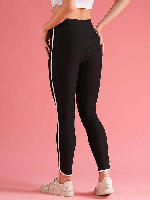 Buy Globus Women Black Skinny Fit High-Rise Sports Trouser Online