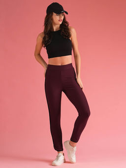 Globus - Women Black Skinny Fit High-Rise Sports Trouser