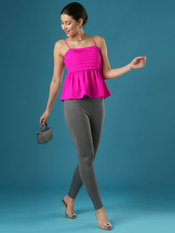 Globus - Women Anthra Melange Mid Rise Stretchable Skinny Fit Workwear Trousers