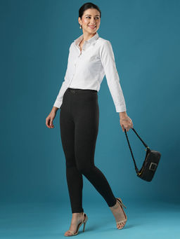 Globus - Women Grey Melange Mid Rise Stretchable Skinny Fit Workwear Trousers