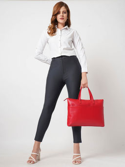 Globus - Women Cement Grey Stretchable Skinny Fit Flat Front Trousers