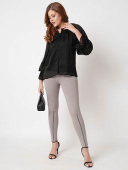 Globus - Grey Solid Zipper Detail Trousers