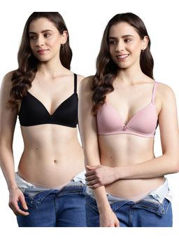 Leading Lady - Womens Lightly Padded Non-Wired T-shirt Bra - Multi-Color (Pack of 2)