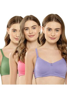 Leading Lady - Womens Non-Padded and Non-Wired Solid T-shirt Bra - Multi-Color (Pack of 3)