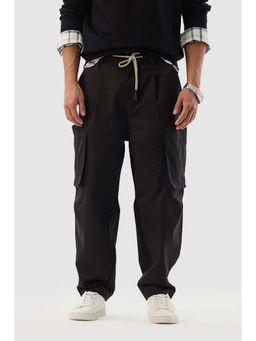 Snitch - Black Solid Relaxed Casual Cargo