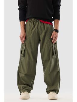 Snitch - Olive Solid Baggy Fit Casual Cargo
