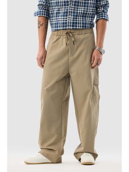 Snitch - Beige Solid Loose Casual Cargo