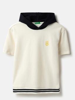United Colors of Benetton - Off White Hooded Neck Terry T-Shirt