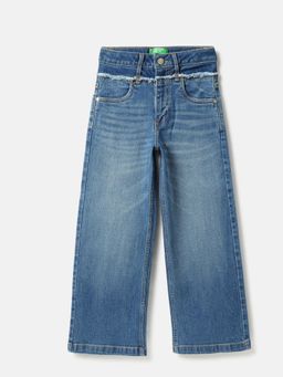 United Colors of Benetton - Blue Solid Straight Fit Contrast Waistband Denim Jeans