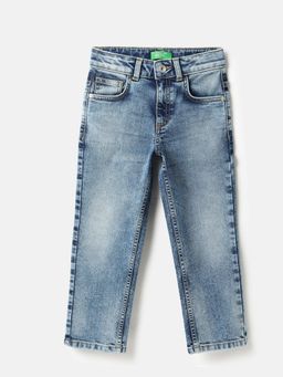 United Colors of Benetton - Blue Solid Straight Fit Heavy Wash Denim Jeans
