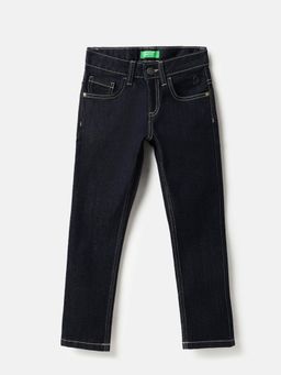 United Colors of Benetton - Blue Solid Slim Fit Rinse Wash Denim Jeans
