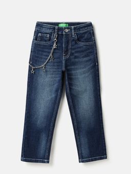 United Colors of Benetton - Blue Solid Straight Fit Chain Details with Denim Jeans
