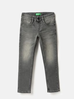 United Colors of Benetton - Grey Solid Slim Fit Denim Jeans