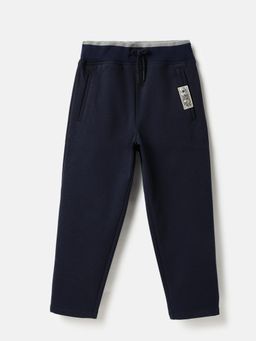 United Colors of Benetton - Blue Solid Knit Rib Detail Trouser