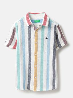 United Colors of Benetton - Multi-Color Spread Collar Striped Shirt