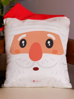 Indigifts - Santa Cap Reversible Cushion Cover with Filler Home Decoration Gift (12X12 inches)