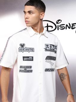 HIGHLANDER - Men White Cotton Printed Oversized Fit Shirt
