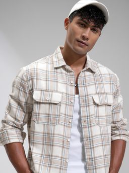 HIGHLANDER - Men Multi-Color Cotton Blend Checks Oversized Fit Shirt