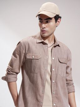 HIGHLANDER - Men Rust Cotton Blend Printed Relaxed Fit Shirt