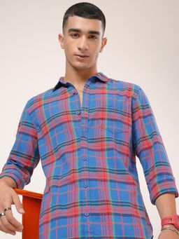 HIGHLANDER - Men Multi-Color Cotton Checks Slim Fit Shirt