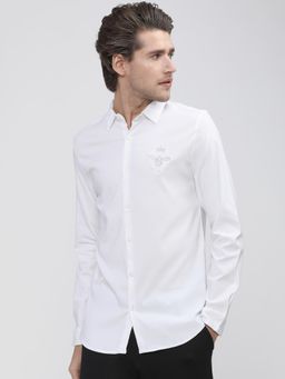 HIGHLANDER - Men White Nylon Embroidered Regular Fit Shirt