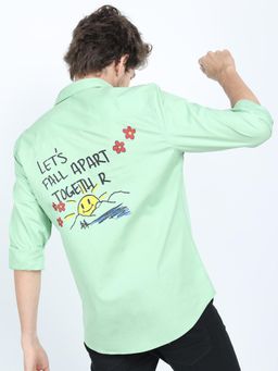 HIGHLANDER - Men Green Cotton Printed Slim Fit Shirt