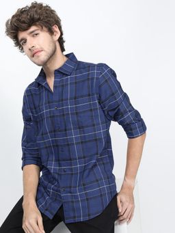 HIGHLANDER - Men Multi-Color Cotton Blend Checks Slim Fit Shirt