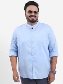 HIGHLANDER - Men Blue Cotton Solid Slim Fit Shirt