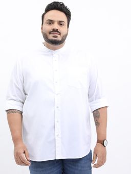 HIGHLANDER - Men White Cotton Solid Slim Fit Shirt