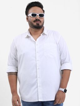 HIGHLANDER - Men White Cotton Solid Slim Fit Shirt