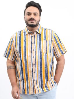 HIGHLANDER - Men Multi-Color Cotton Stripes Slim Fit Shirt