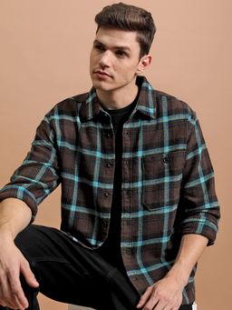 HIGHLANDER - Men Multi-Color Cotton Blend Checks Relaxed Fit Shirt