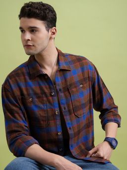HIGHLANDER - Men Multi-Color Cotton Blend Checks Relaxed Fit Shirt