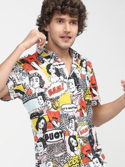 HIGHLANDER - Men Multi-Color Polyester Printed Slim Fit Shirt